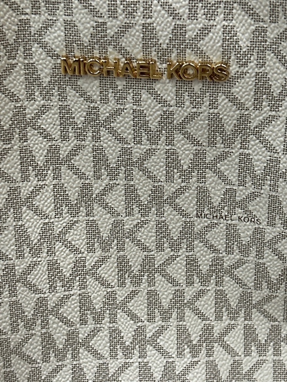 Michael Kors Cream and Brown Logo-Print Tote with Gold Hardware - Picture 2 of 11